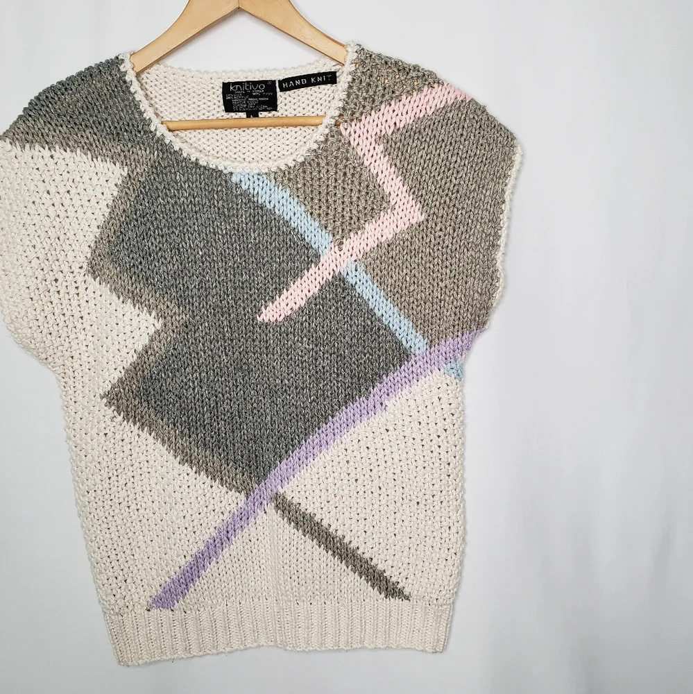 Vintage 1980's Abstract Silk Sweater Vest